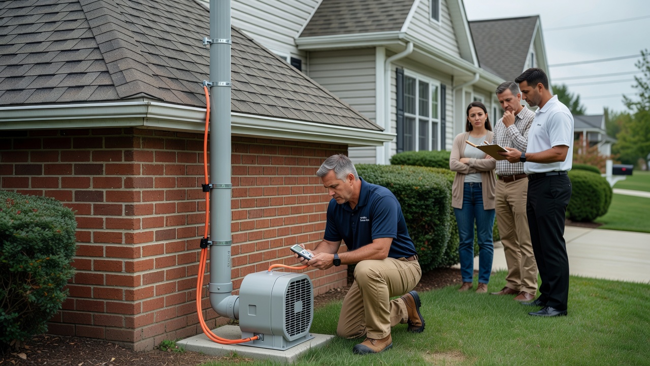 radon mitigation fan pipe exterior home Ohio
