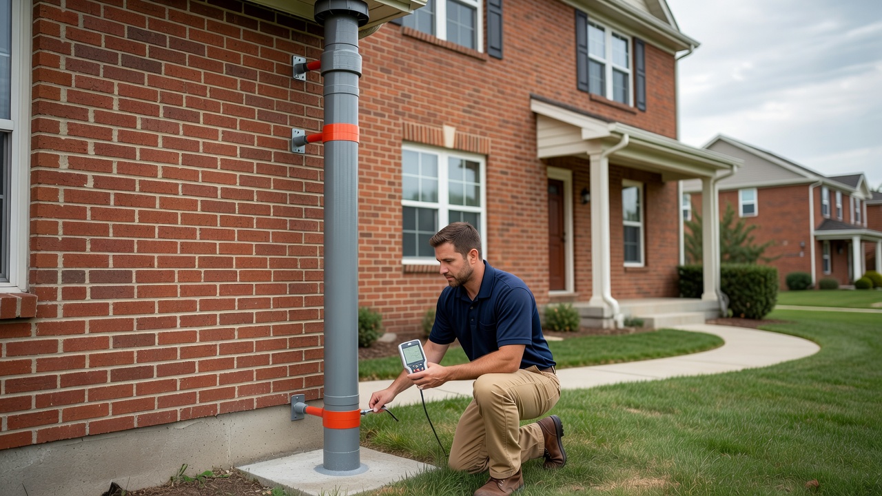 radon mitigation pipe exterior Ohio house