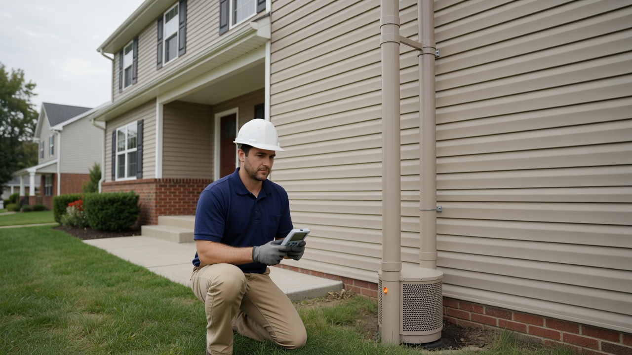 radon mitigation fan pipe exterior house