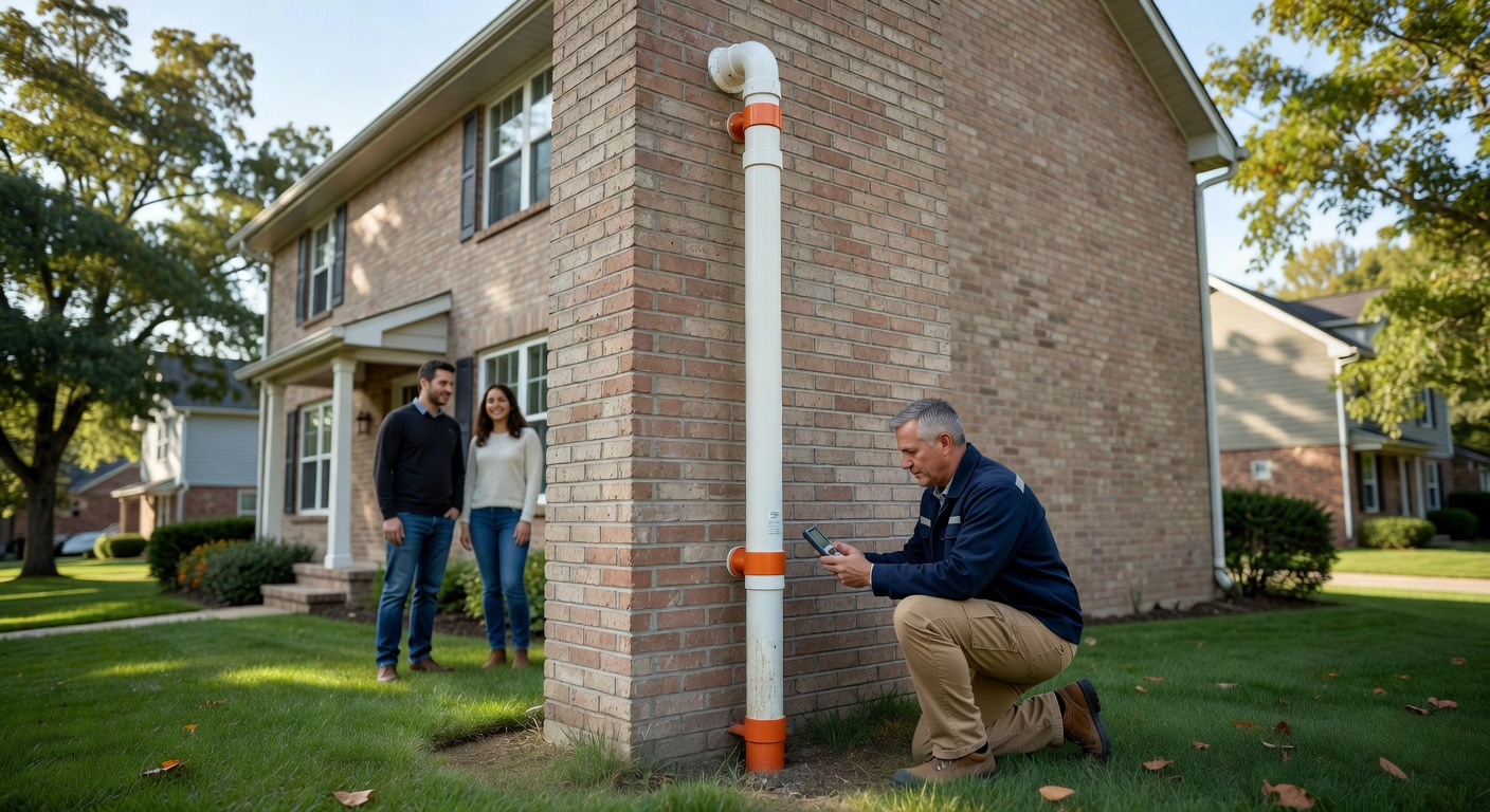 radon mitigation pipe system exterior Ohio house