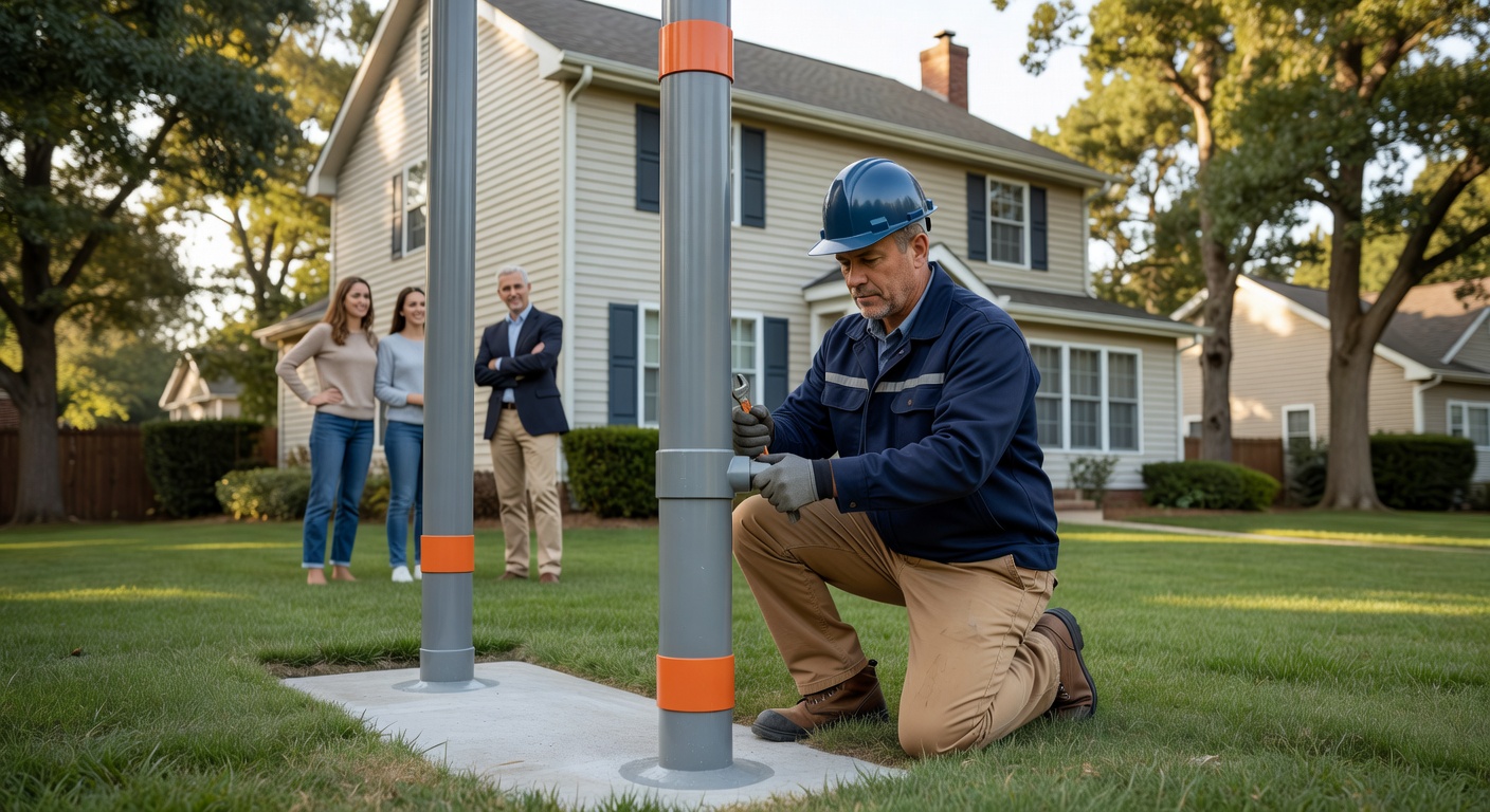 radon mitigation fan pipe installation exterior home