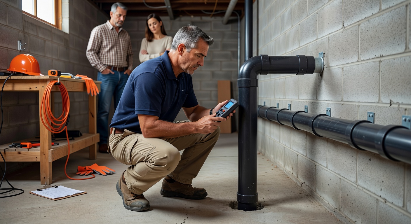 radon mitigation pipe basement diagnostic testing