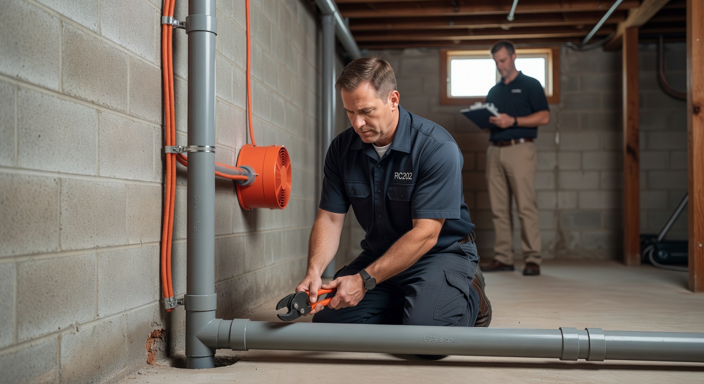 radon mitigation pipe basement professional installation