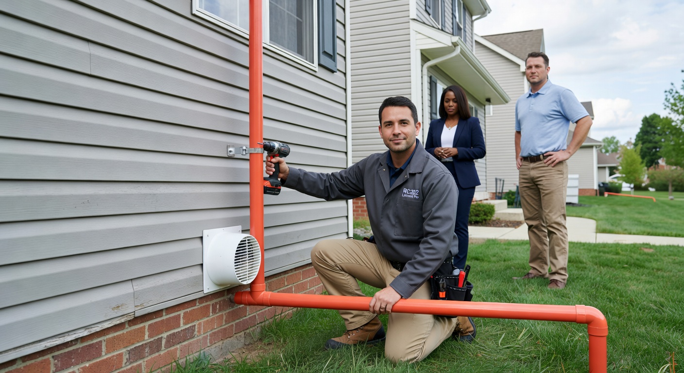 radon mitigation pvc pipe exterior house installation