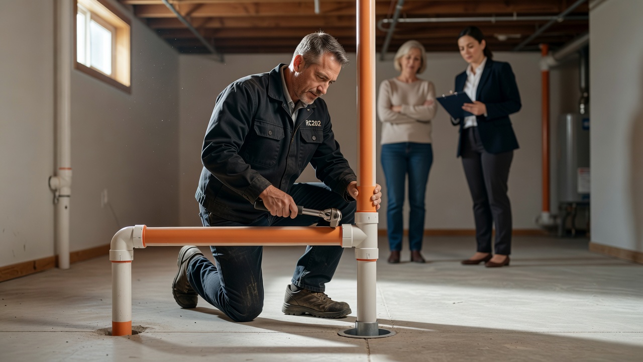 radon mitigation pipe basement sub-slab depressurization