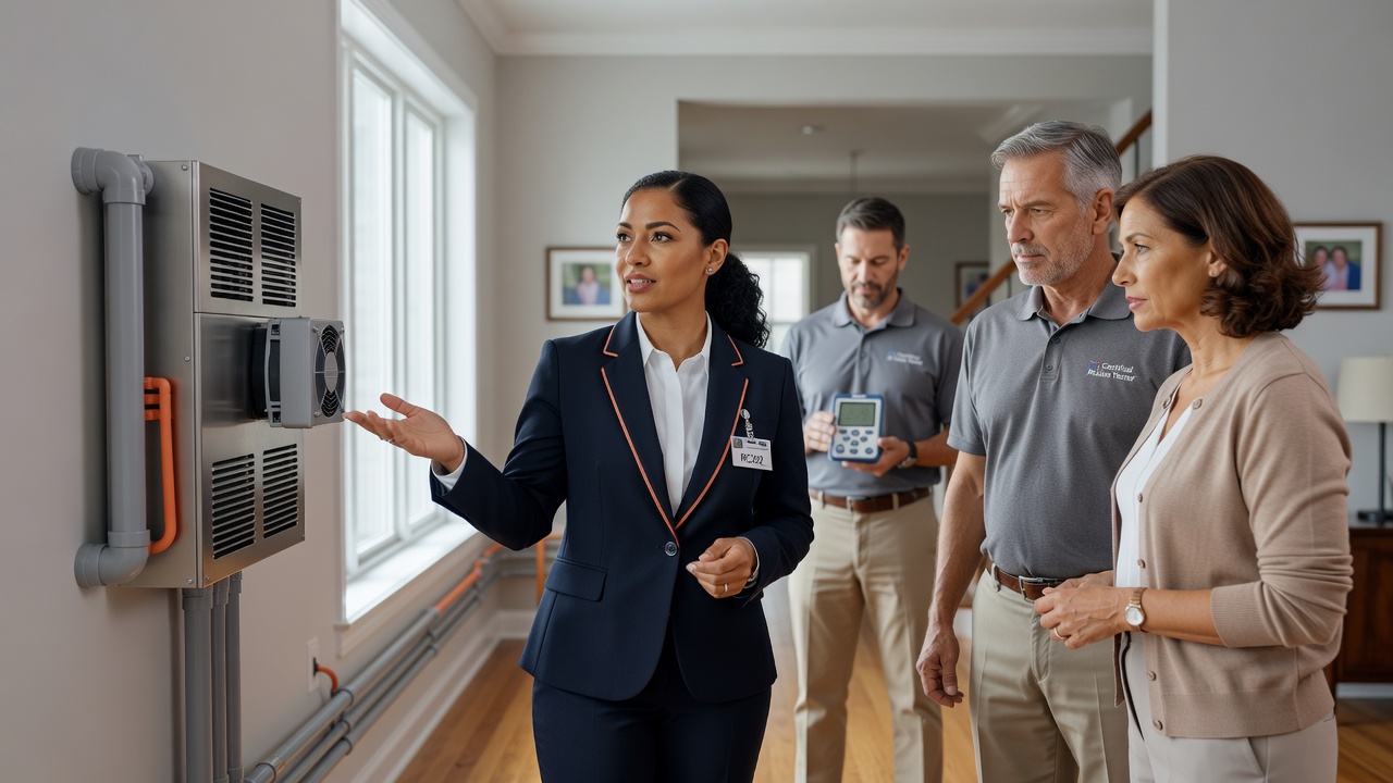real estate agent showing home client