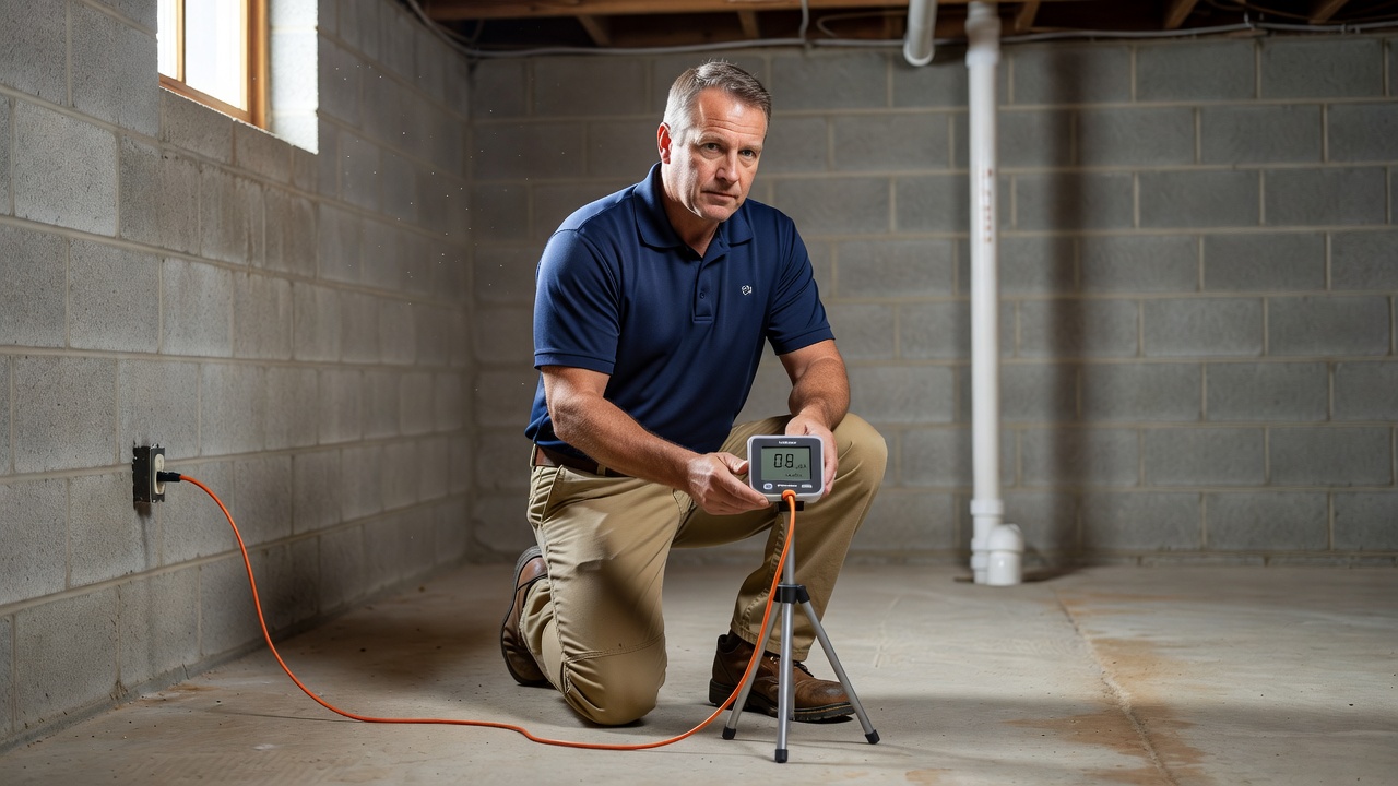 radon testing technician Ohio basement
