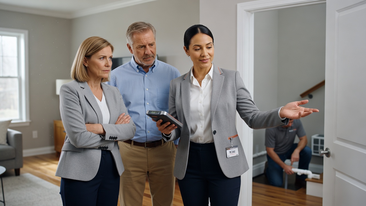 real estate agent showing home client