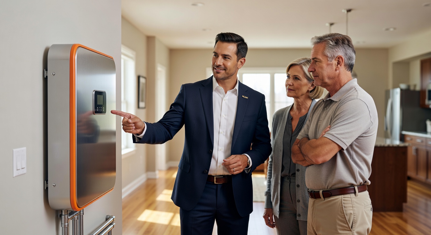 real estate agent showing home client