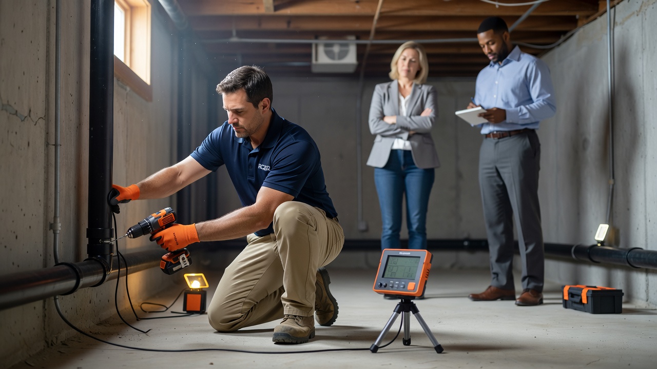 continuous radon monitor device installation
