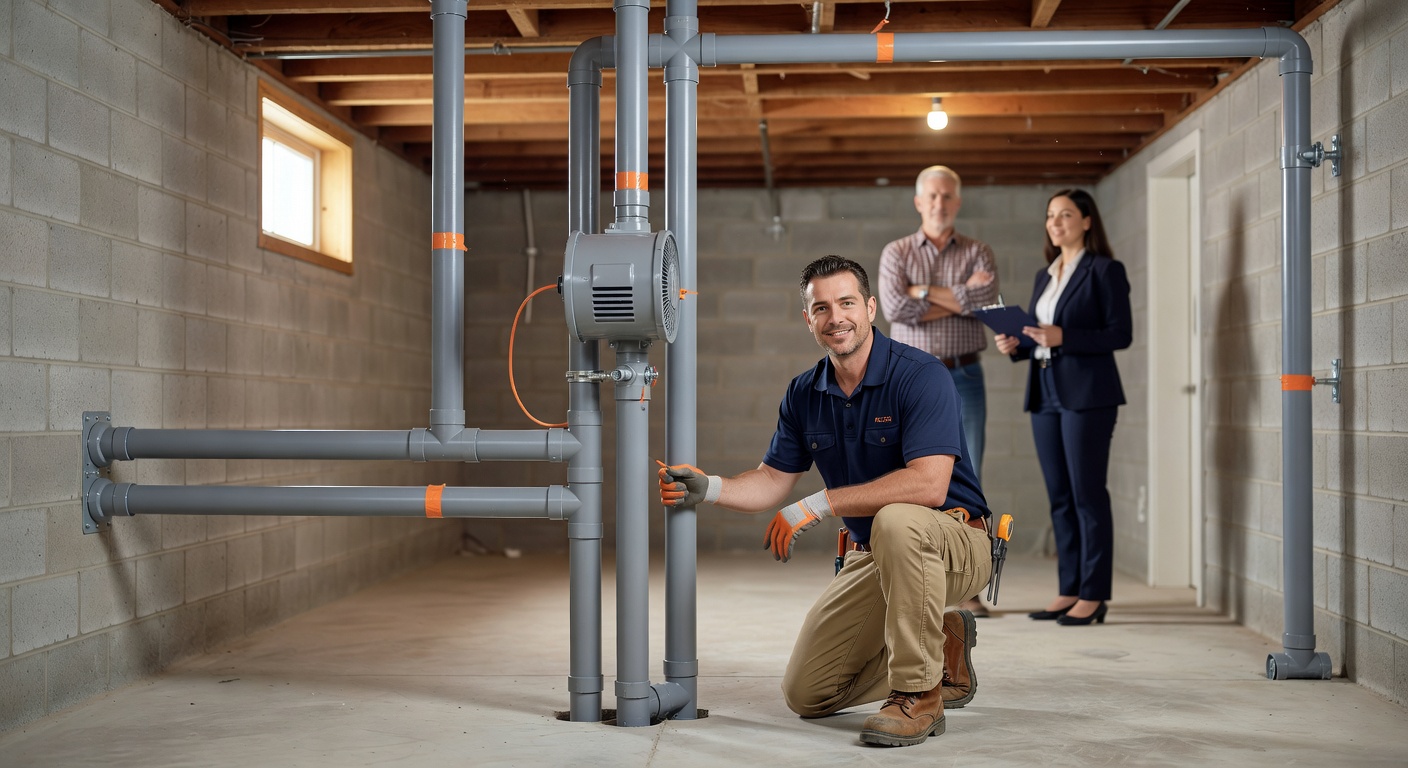 radon mitigation PVC pipe system basement Ohio