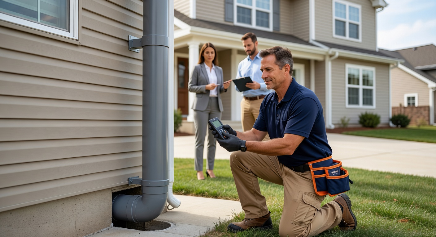 radon mitigation fan pipe exterior home installation