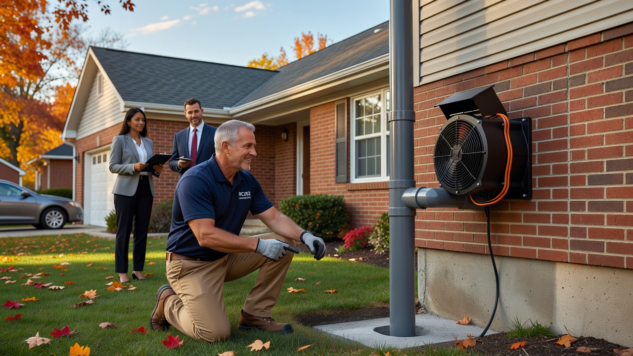 radon mitigation pipe pvc fan exterior house