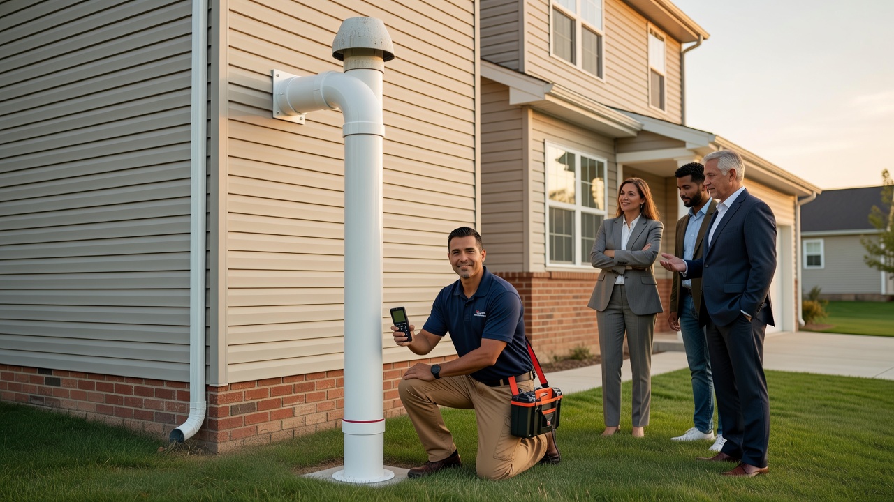 radon mitigation pipe exhaust system exterior home