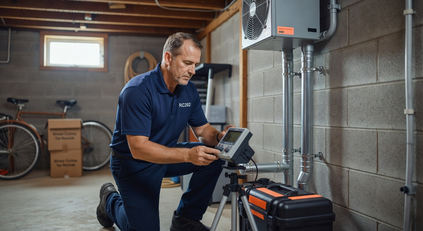 radon technician testing equipment Ohio home