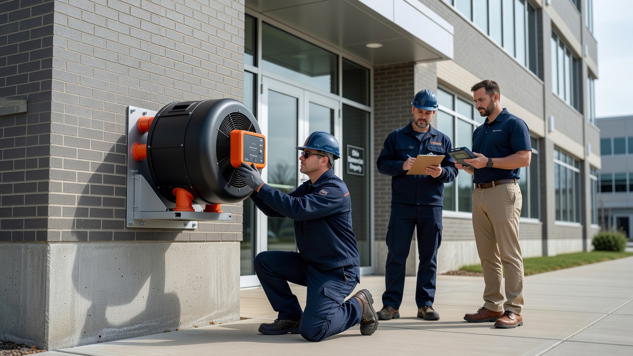 radon mitigation fan installation commercial building Ohio