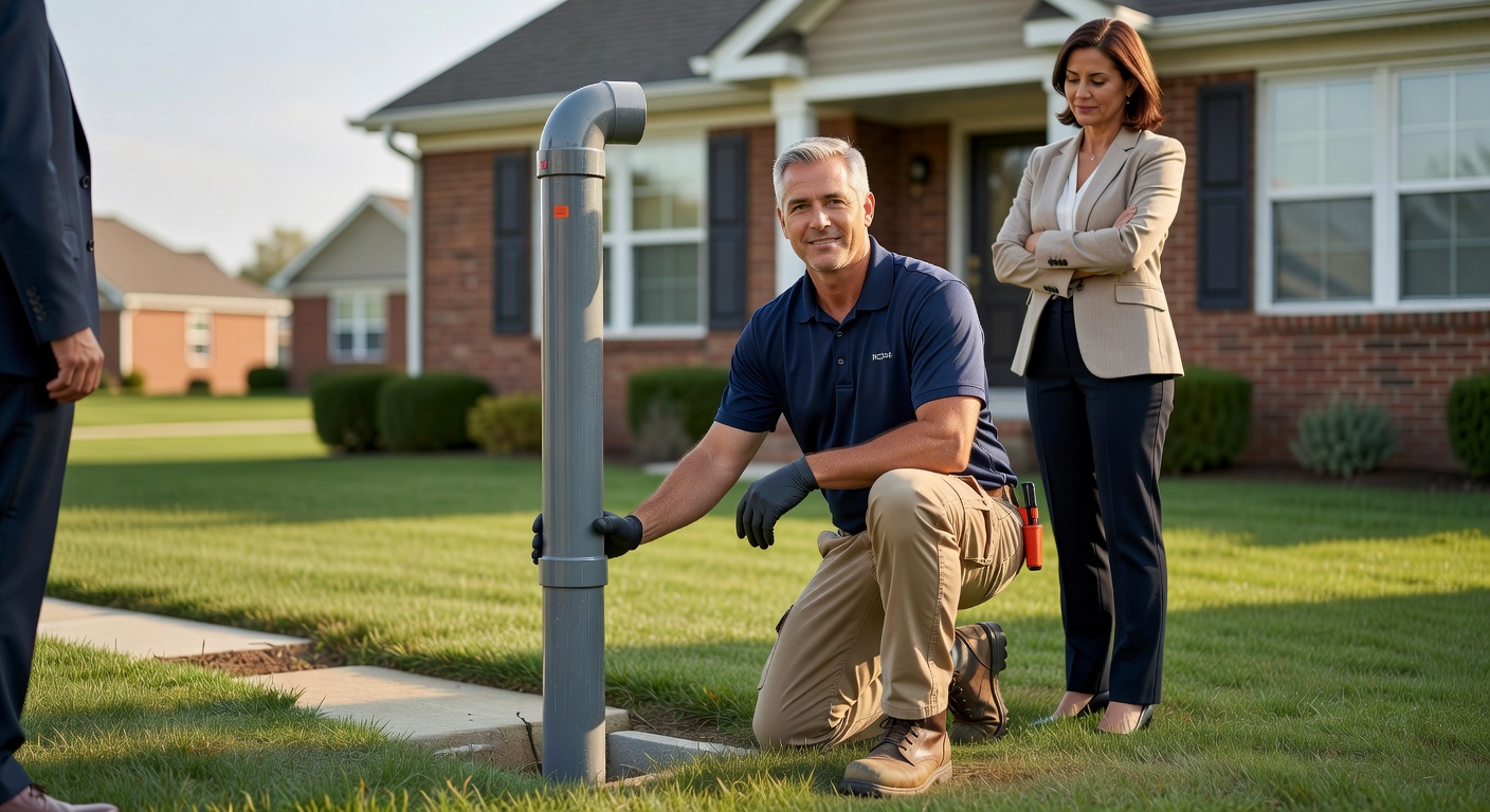 radon mitigation pipe exterior home discharge stack