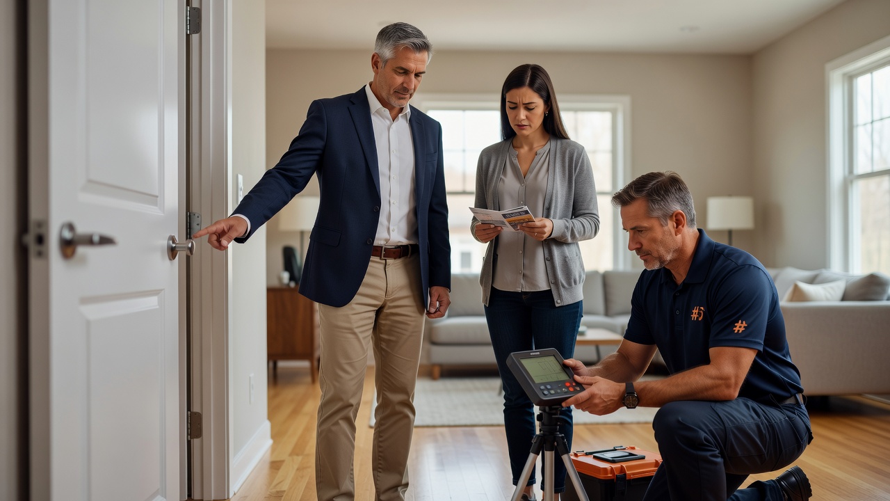 real estate agent showing home client