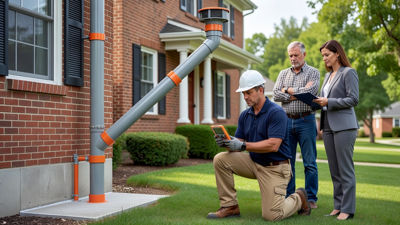 radon mitigation system pipe exterior Ohio home