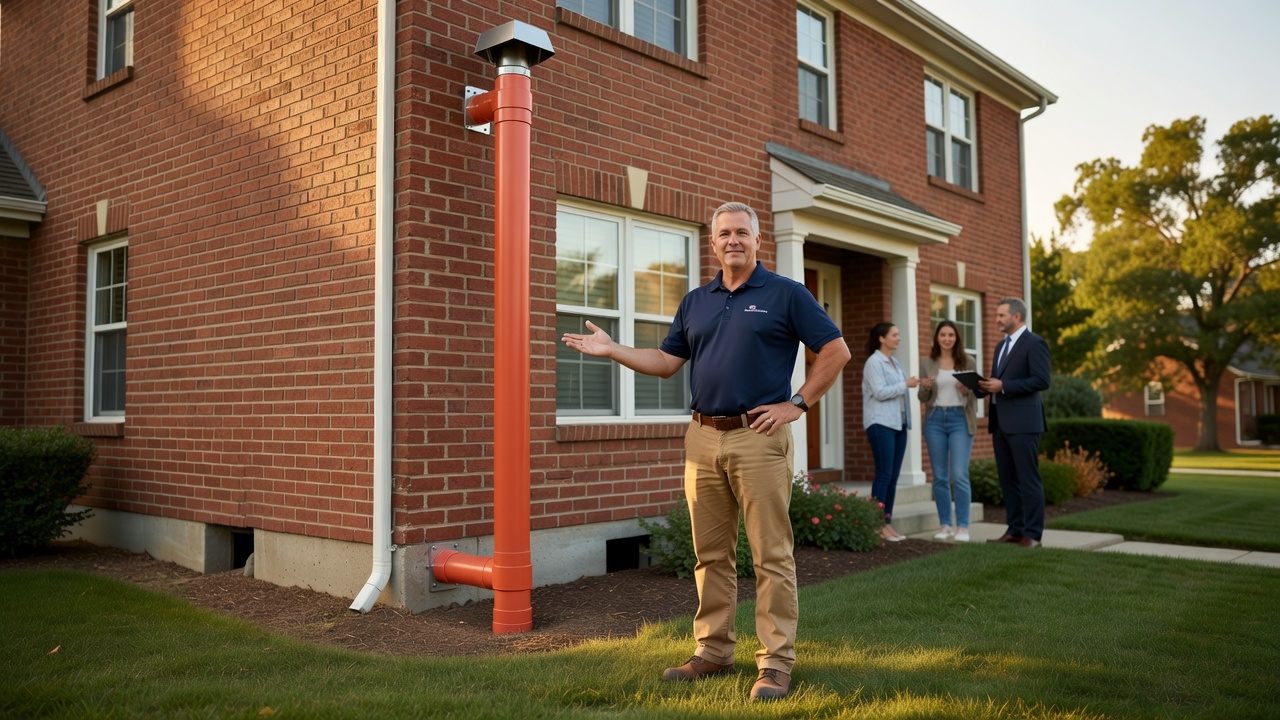 radon mitigation pipe exterior Springfield Ohio home
