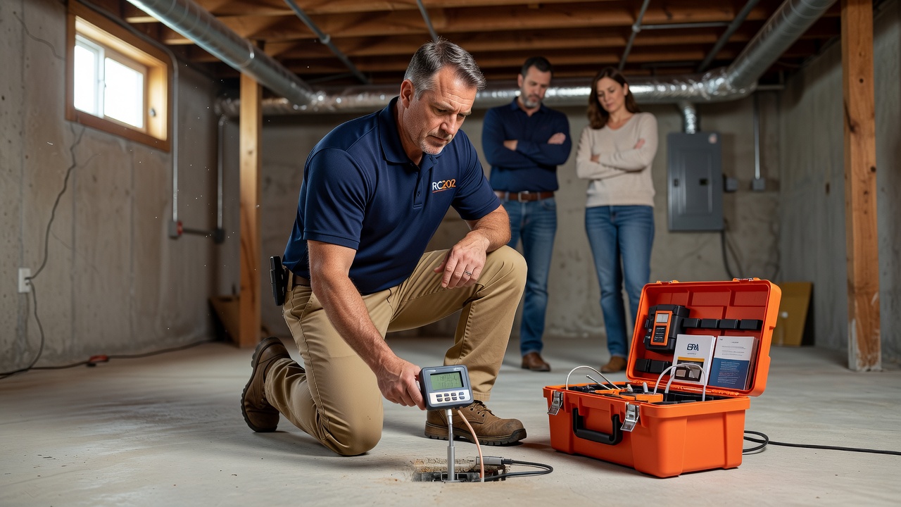 radon technician testing equipment Ohio home