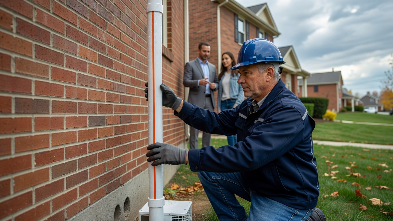 radon mitigation fan pipe exterior Ohio home