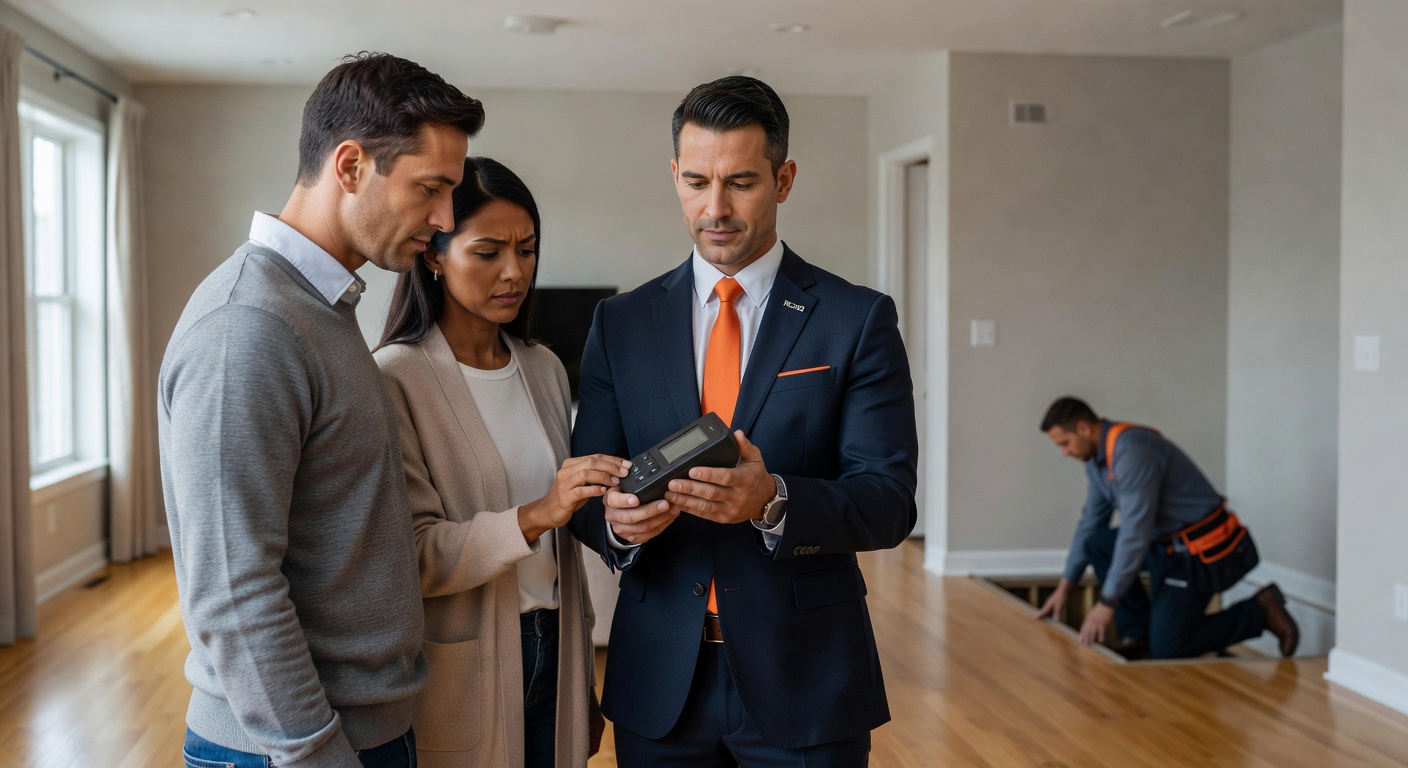 real estate agent showing home client