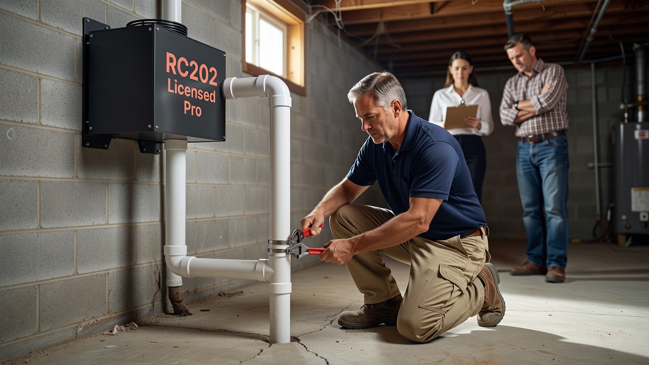radon mitigation pipe fan PVC professional installation