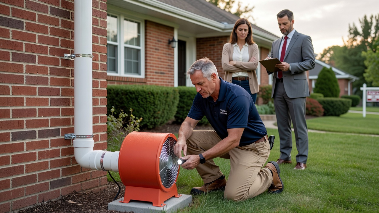 radon fan PVC pipe exterior installation Ohio home