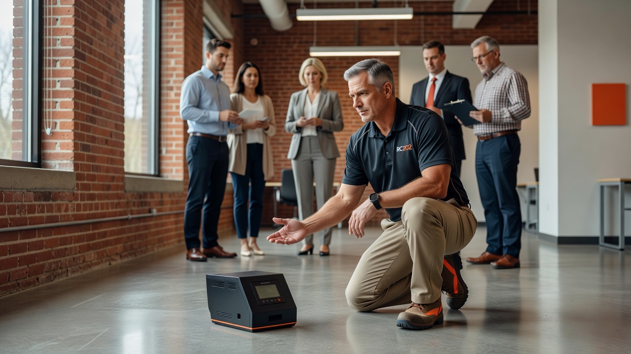 radon testing continuous monitor commercial building Ohio