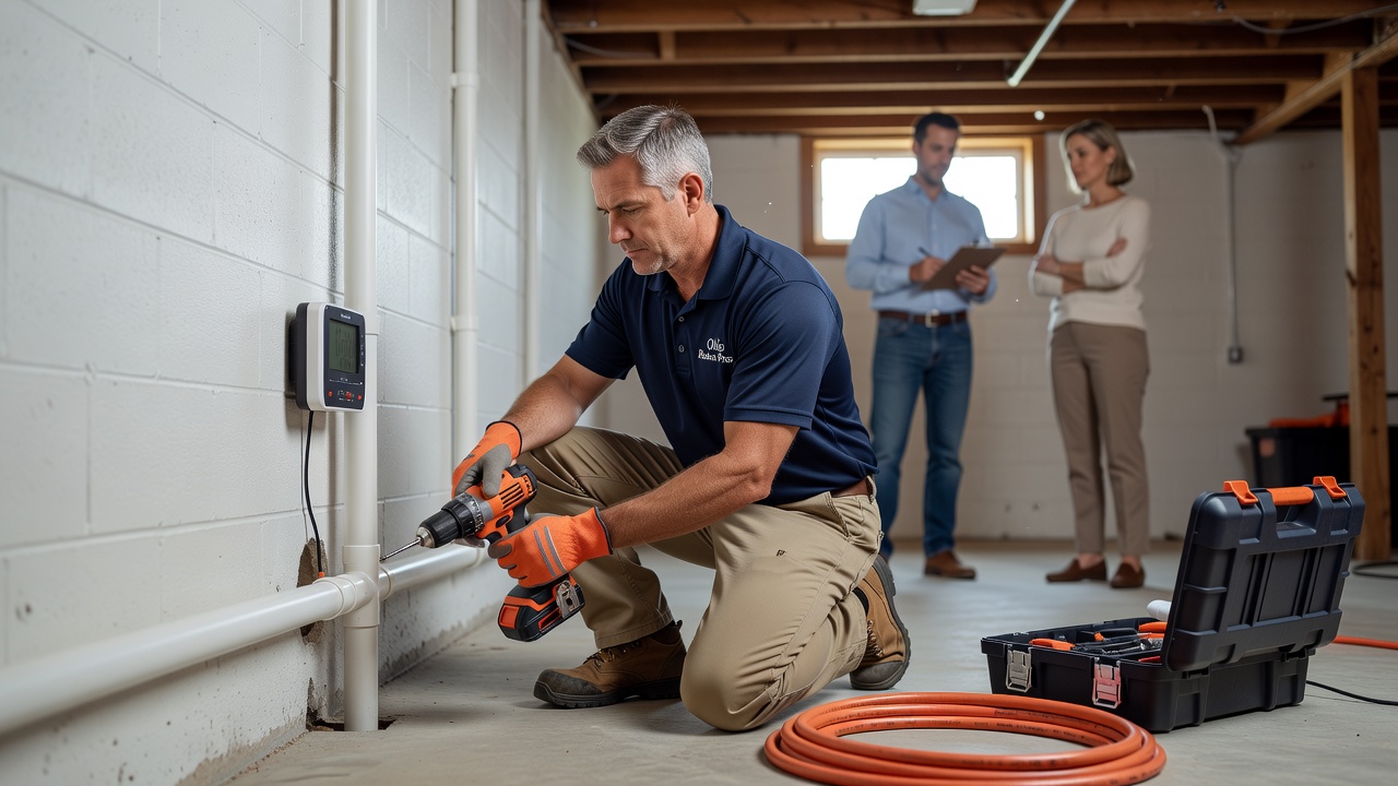 continuous radon monitor device installation basement