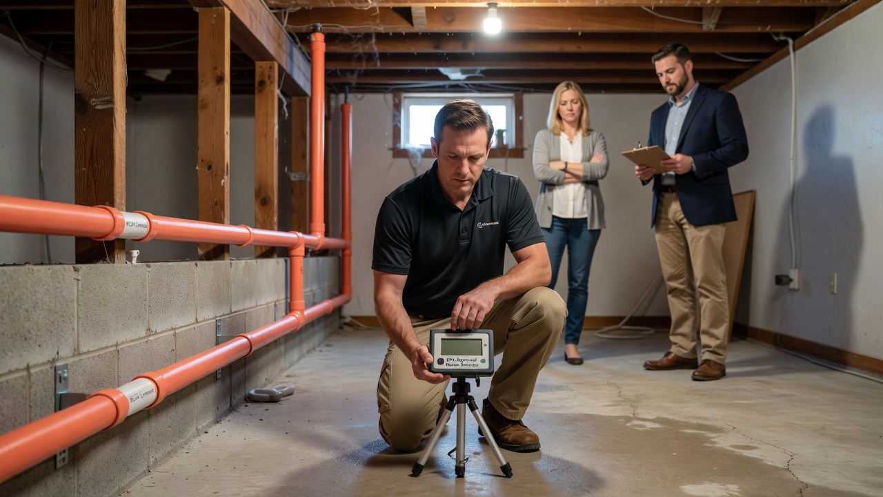 professional radon technician Ohio home basement