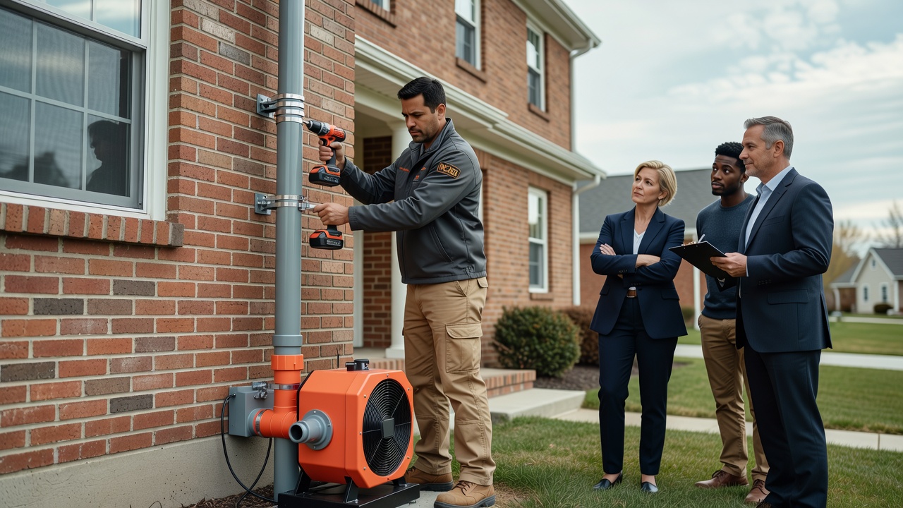 radon mitigation fan exterior pipe installation home exterior