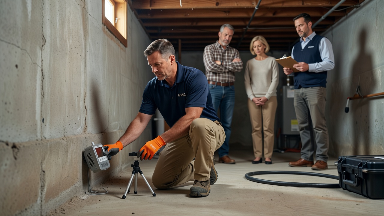 continuous radon monitor placement basement professional