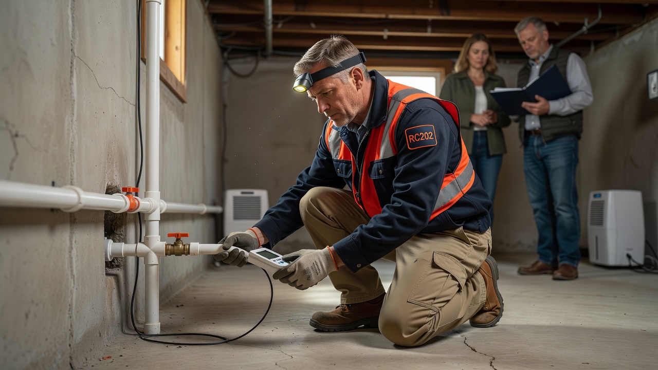 radon mitigation contractor inspecting home Stratton Ohio
