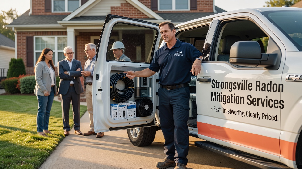 licensed radon mitigation professional Strongsville Ohio service truck