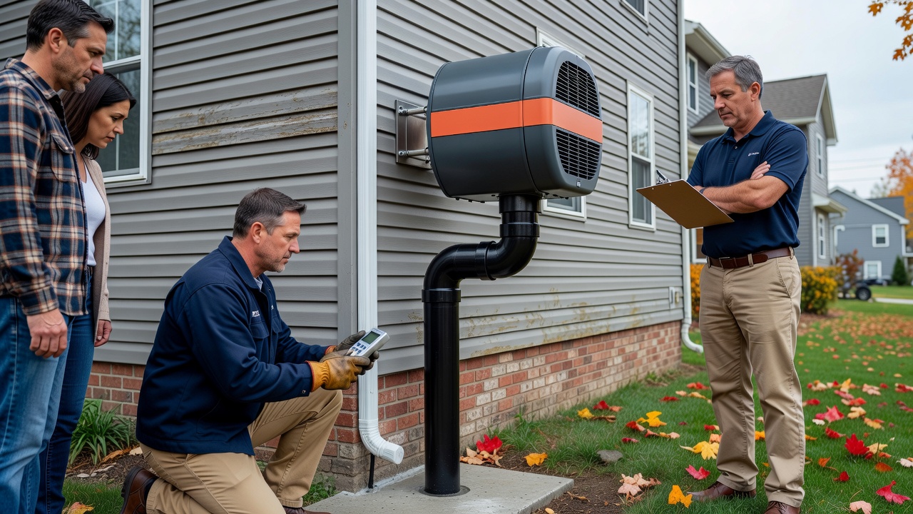 radon mitigation fan pipe exterior house Ohio