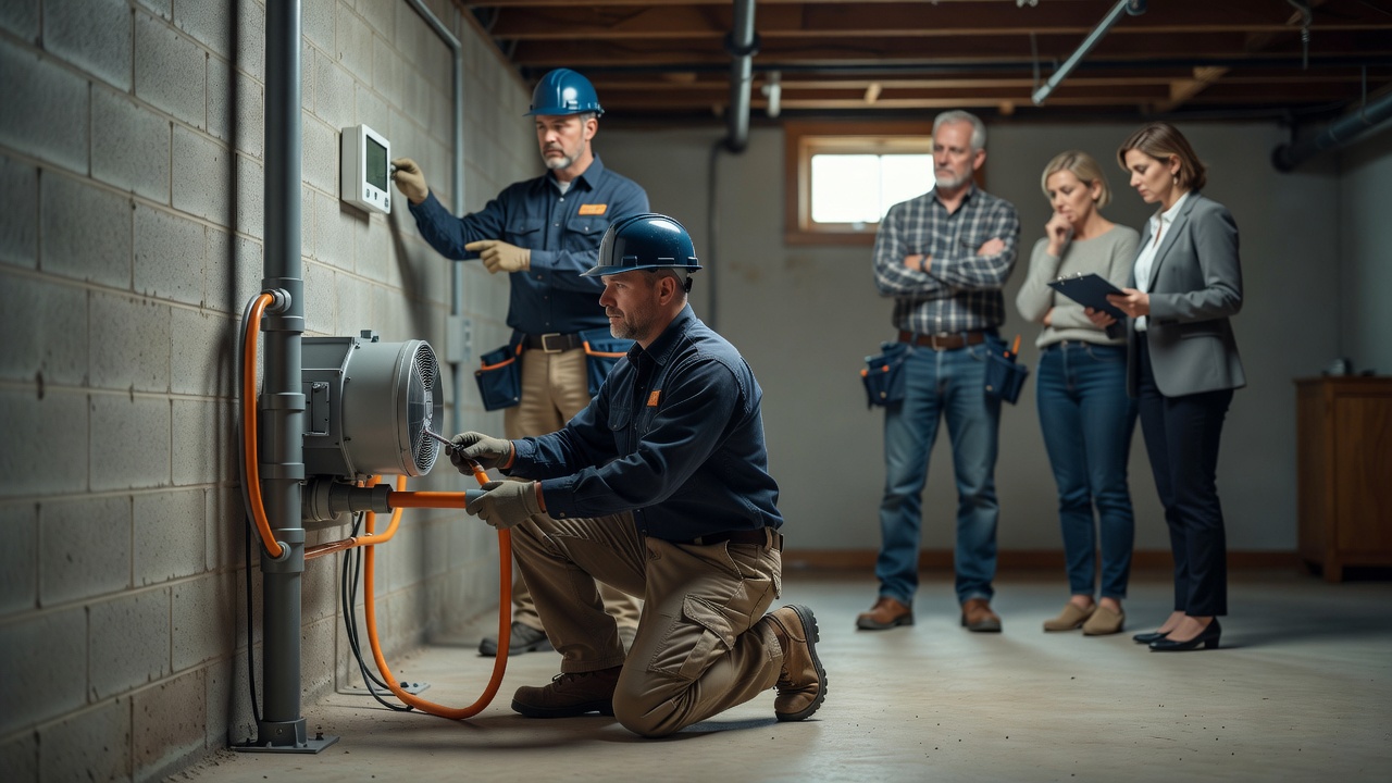 radon mitigation system installation basement Ohio home