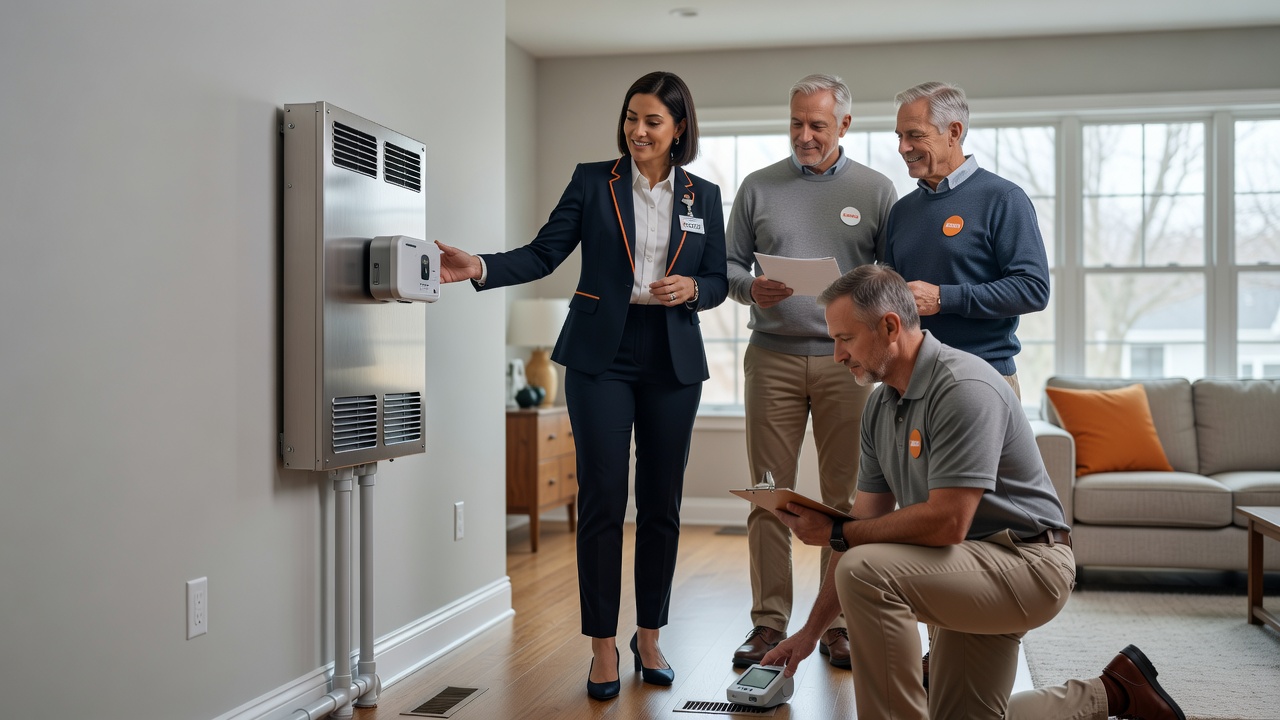 real estate agent showing home client
