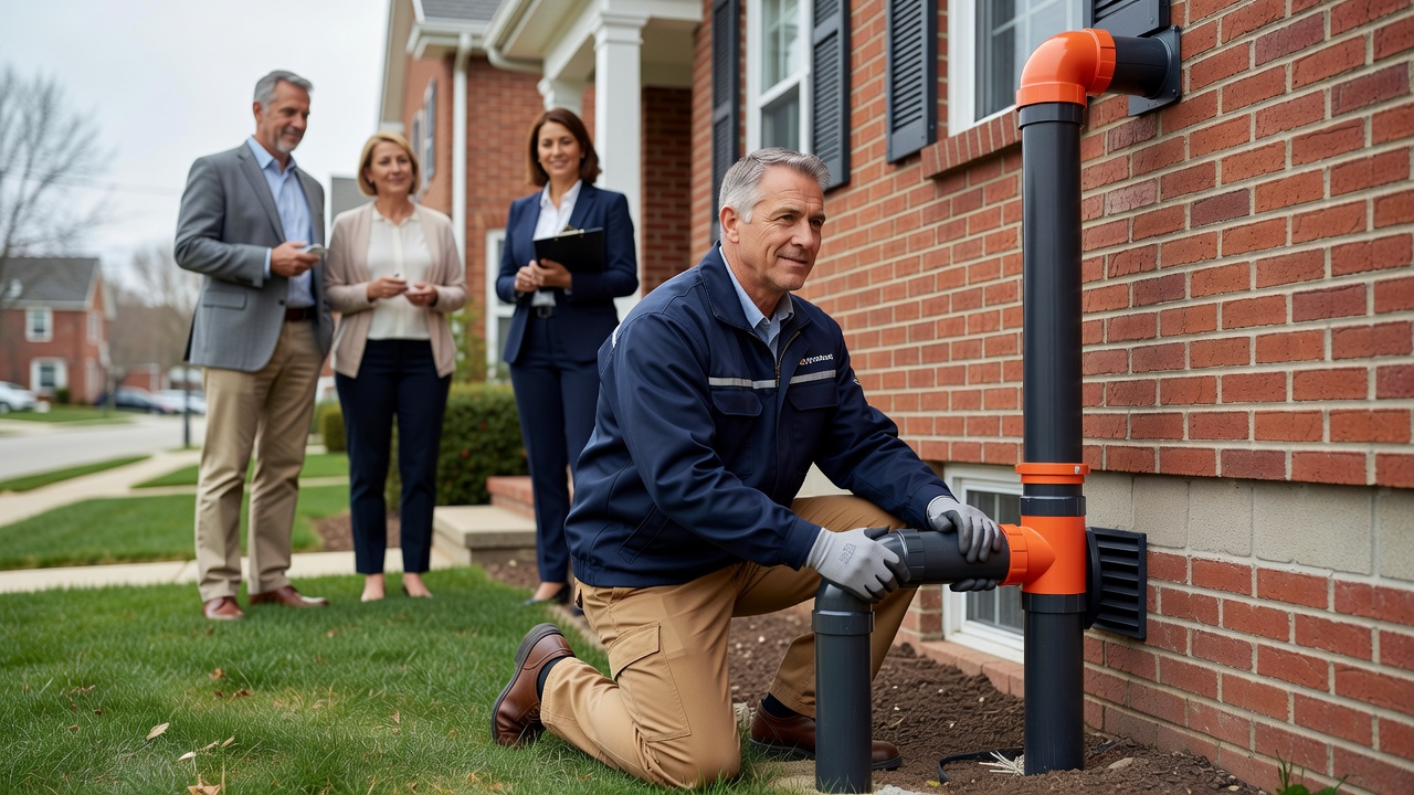 radon mitigation pipe exterior home professional installation