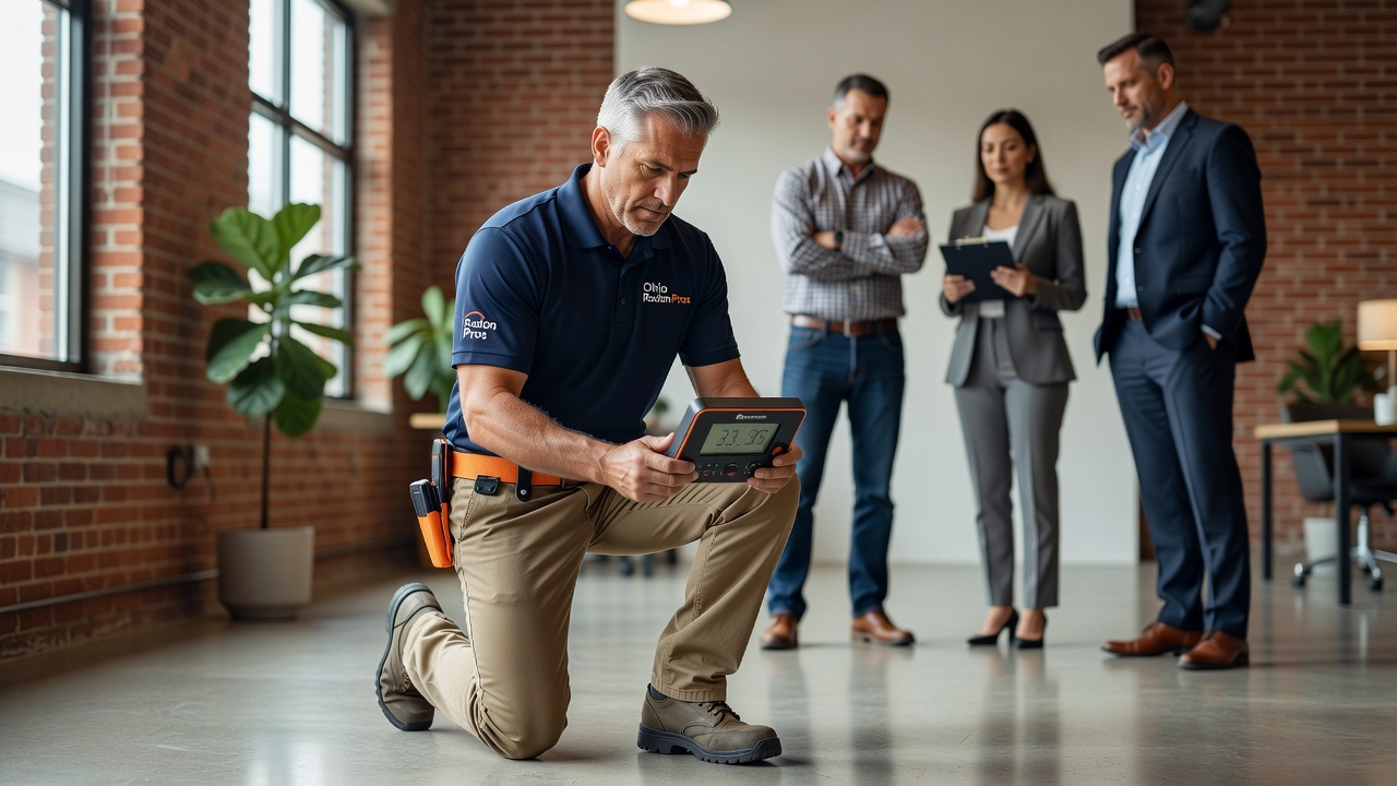 radon testing monitor commercial building Ohio
