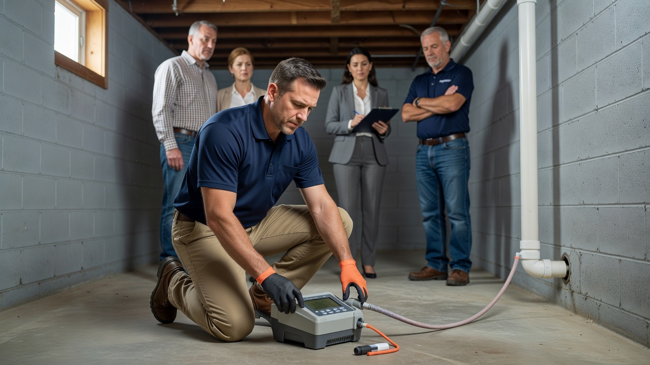 continuous radon monitor device basement
