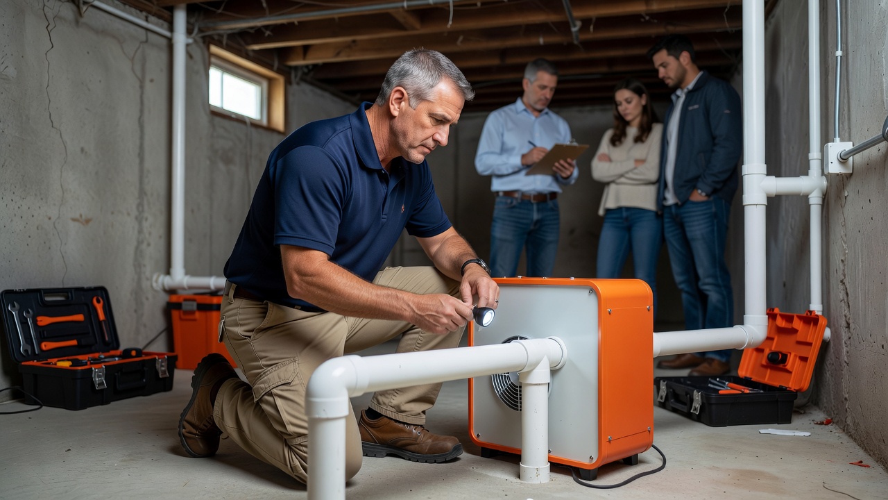 radon mitigation fan pvc pipe basement