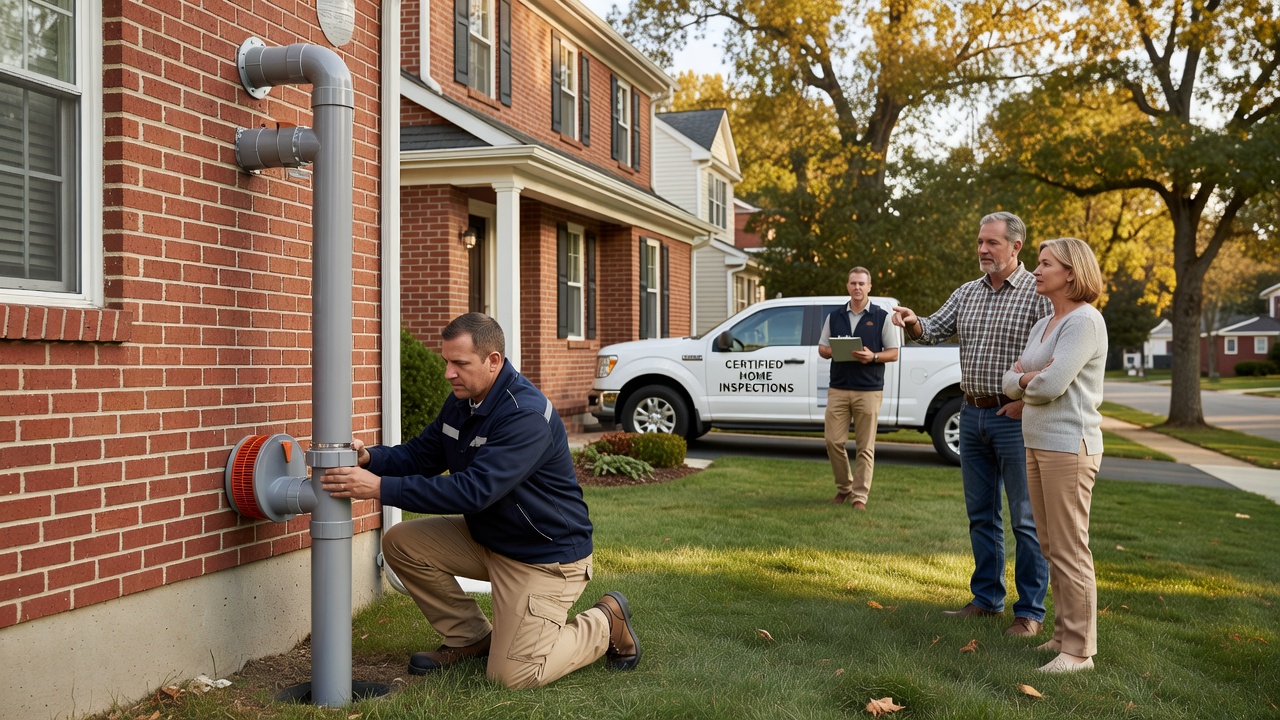 radon mitigation fan pipe exterior home Ohio
