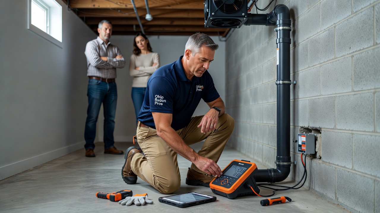 radon technician testing Ohio home professional