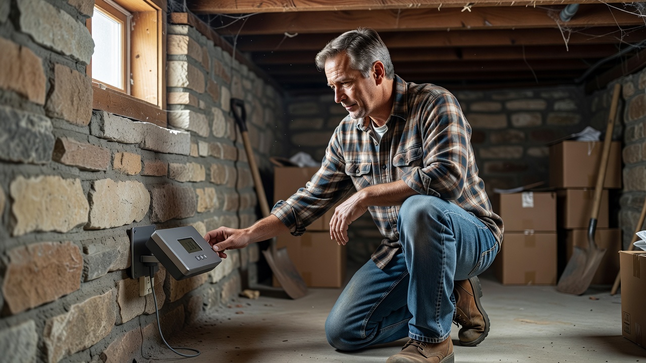 continuous radon monitor basement Granville Ohio home