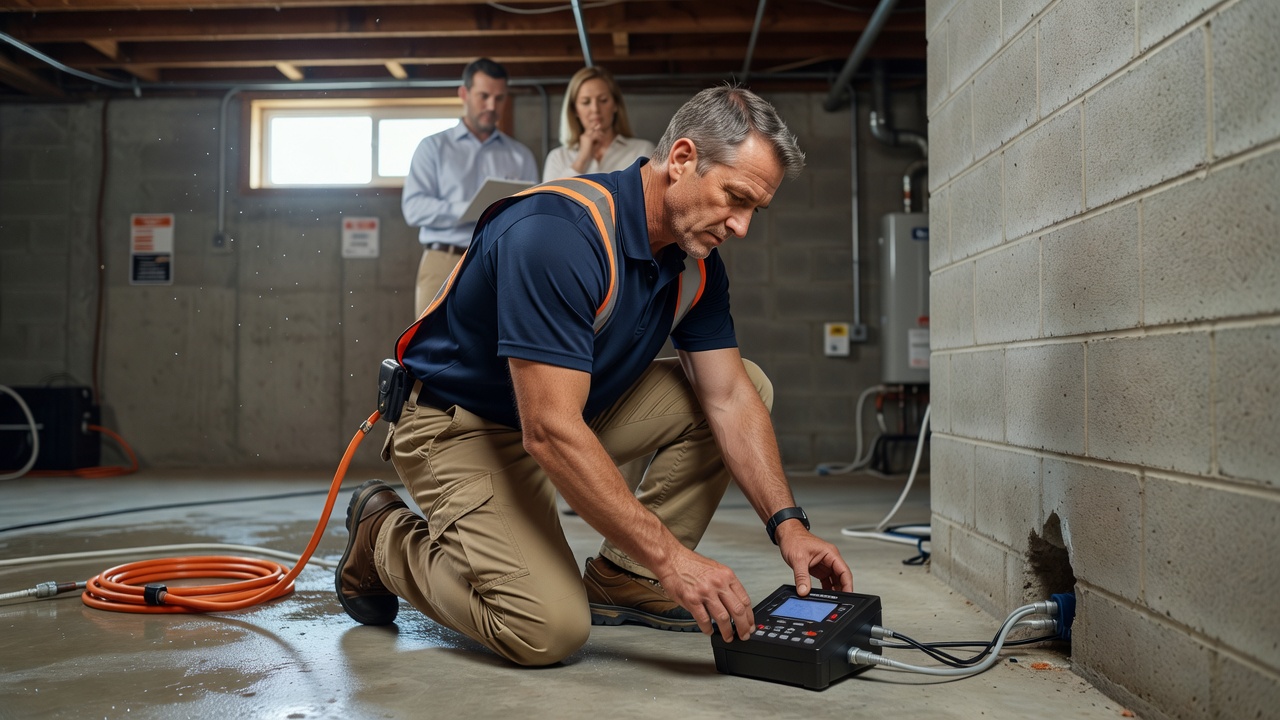 radon technician testing equipment Ohio basement
