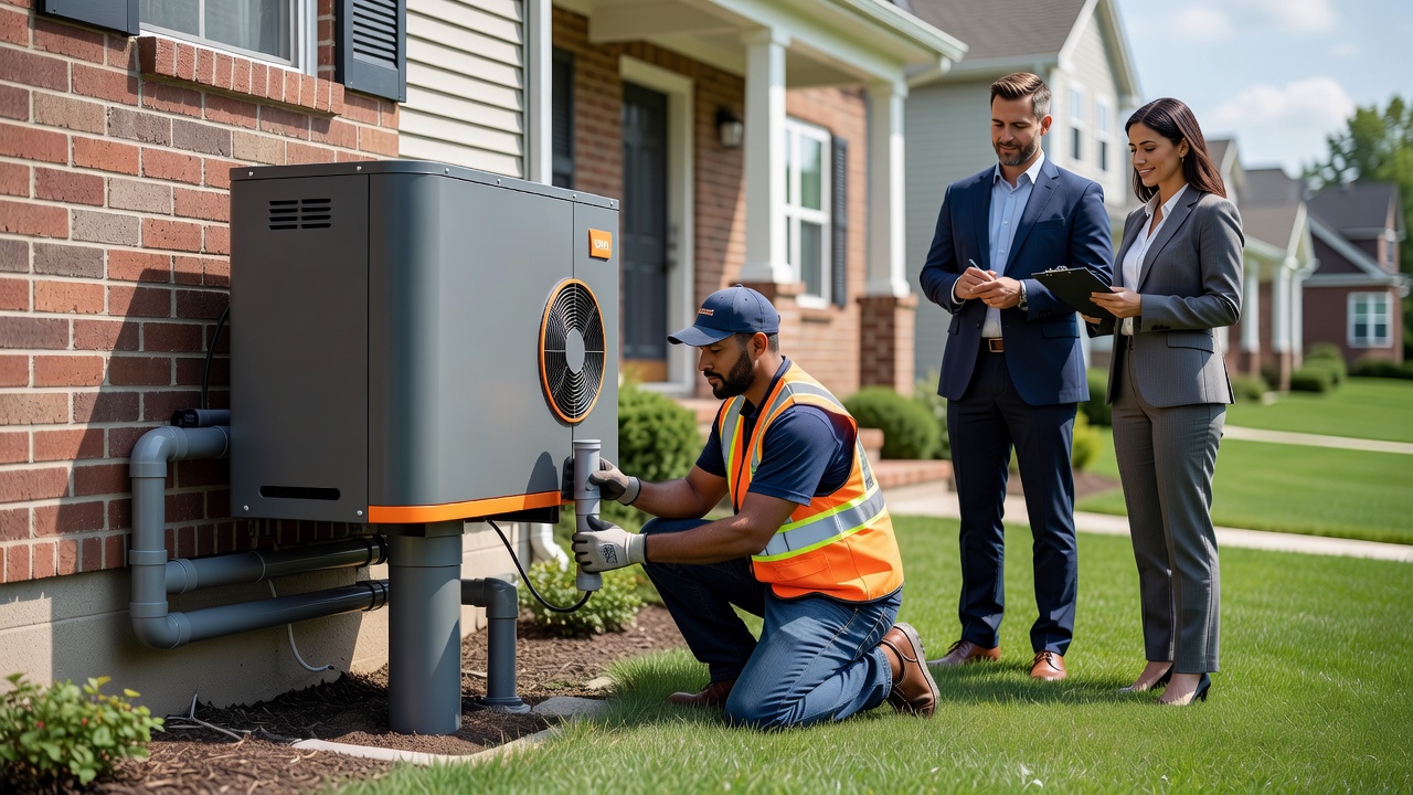 radon mitigation fan exterior installation suburban home
