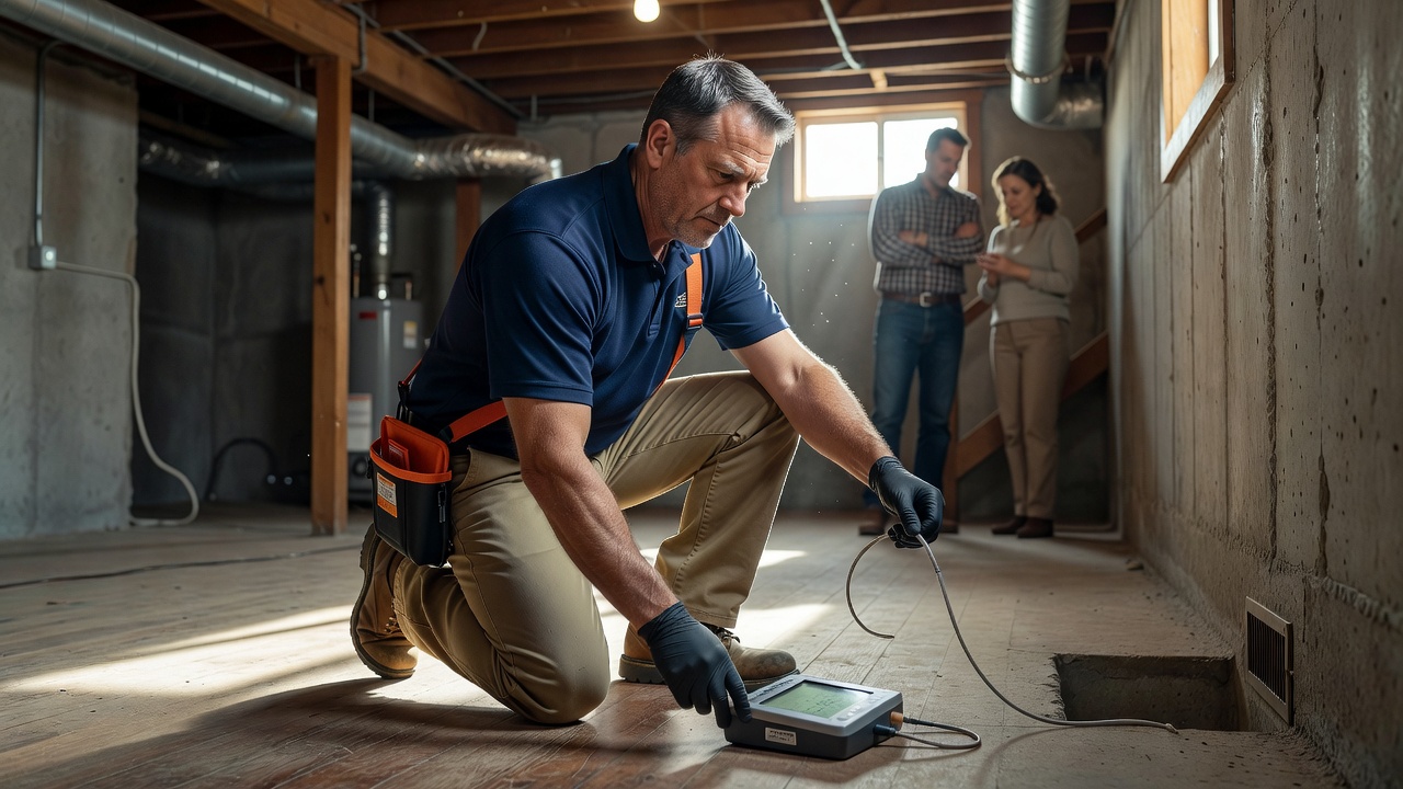 radon technician testing Frazeysburg Ohio home