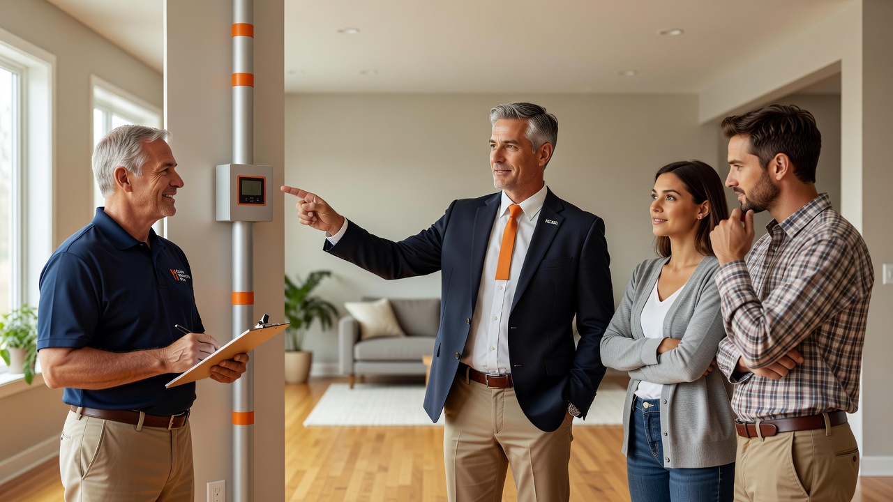 real estate agent showing home client